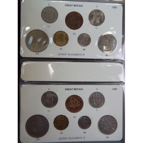 619 - Sets of UK Cupro and copper coinage from 1953 to 1966. See photos