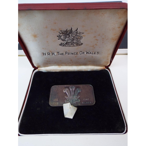 626 - prince of Wales Investiture 100g  .999 Silver bar with original case and certificate . See photos.