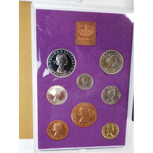 631 - Six Royal Mnt Numismatic proof set of 1970 UK Coins See photos.