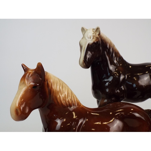 677 - 3 Ceramic shire horses all are approx 9