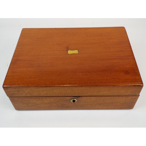 679 - A Vintage writing slope box in excellent condition with key.