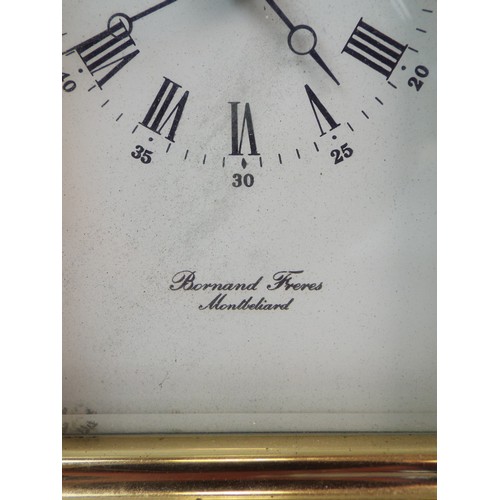 664 - French 11 jewel skeleton mantle clock by Bornand freres montbeliard, in working condition with key.