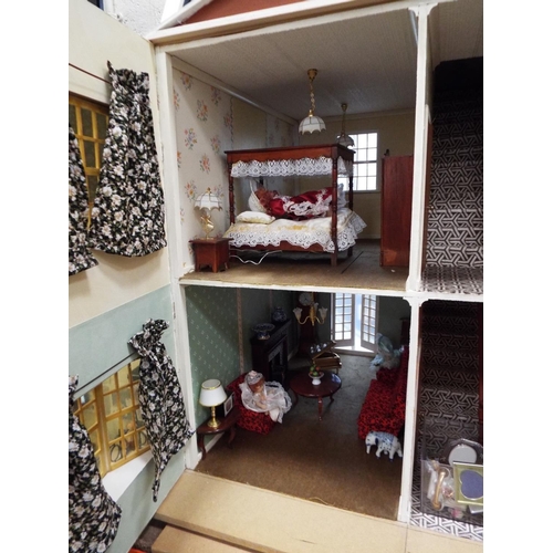 1021 - Quality dolls house filled with good furniture. See photos.