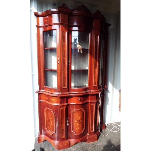 901 - Large fluted front cupboard/display/bookcase. H:80 x W:50 x D:17 inches. See photos