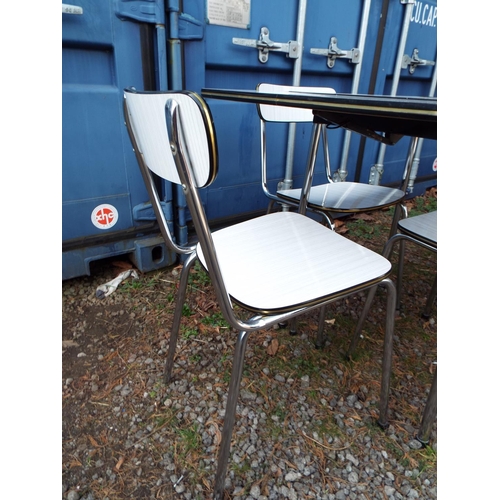 918 - Belgian made Formica topped drop leaf table and chairs by Tavo.   Tubular Steel framed legs and chai... 