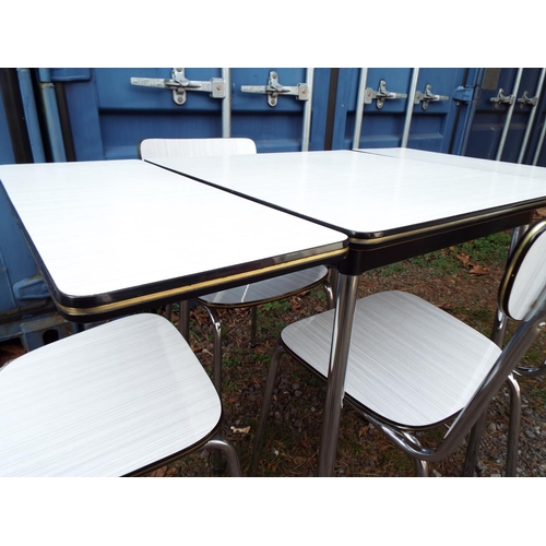 918 - Belgian made Formica topped drop leaf table and chairs by Tavo.   Tubular Steel framed legs and chai... 