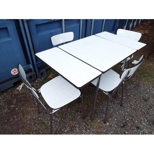 918 - Belgian made Formica topped drop leaf table and chairs by Tavo.   Tubular Steel framed legs and chai... 