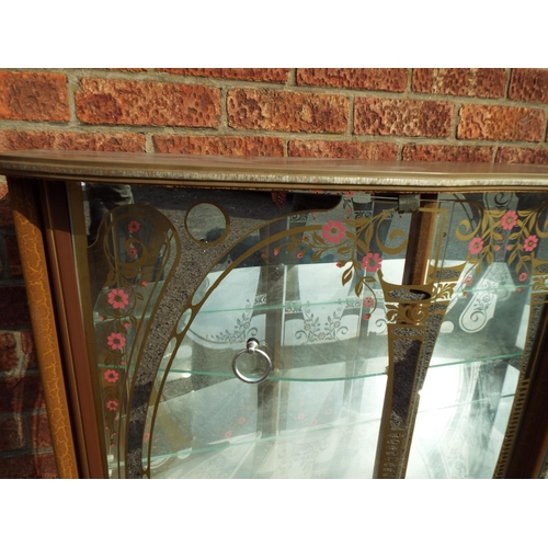 927 - 1960's Glass fronted mirror backed china cabinet. Glass shelves within.  H:37 x W:42 x D:12 inches .... 