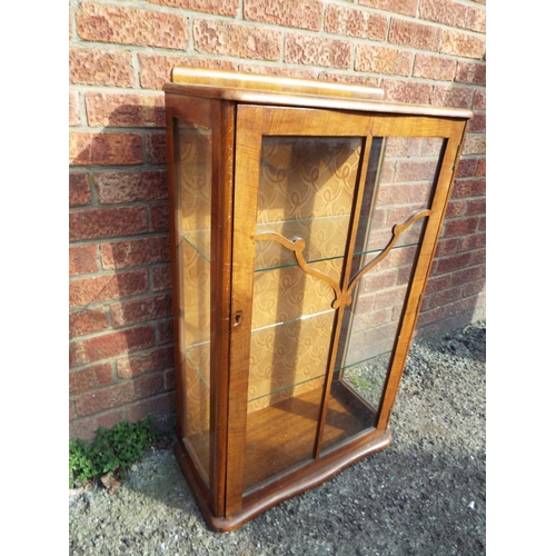 929 - 1930's Rectangular glass fronted china cabinet. Two glass shelves within.  H:37 x W:22 x D:11 inches... 