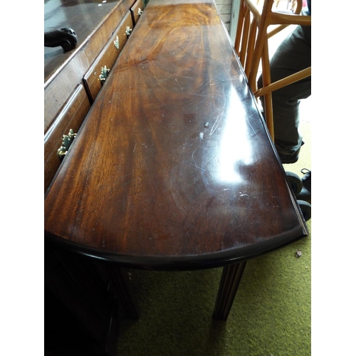 959 - Rare Mahogany deep folding leaf Wake table by Nordiska Kompanie, Made in England. Folds out to an ov... 