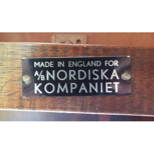 959 - Rare Mahogany deep folding leaf Wake table by Nordiska Kompanie, Made in England. Folds out to an ov... 