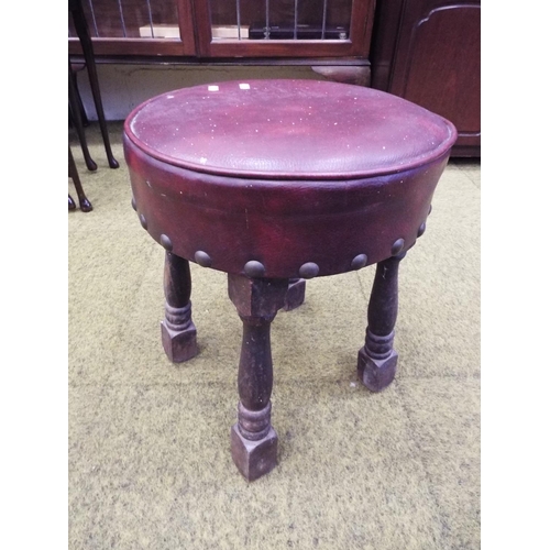 982 - Victorian Pub Stool with leather top. 17 Inches tall. See photos.