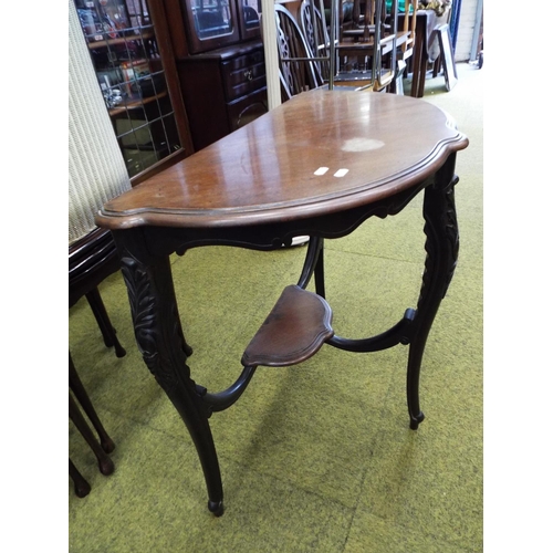 997 - Pretty Half moon reception hall table with splayed legs, small tray under.  H:28 x W:28 x D:15 inche... 