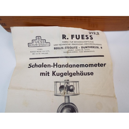 742 - A vintage Schalen-Handanemometer wind meter in original box.