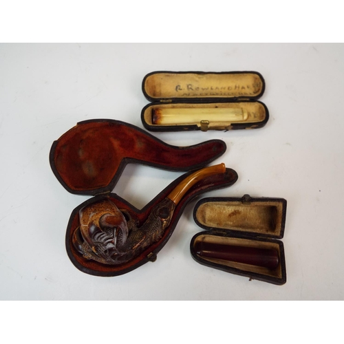 789 - A Meerschaum Style pipe with dragon claw bowl etc.