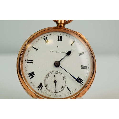 601a - Vintage lever pocket watch with enamel face housed in a 9ct Yellow Gold case. Non runner for spares ... 