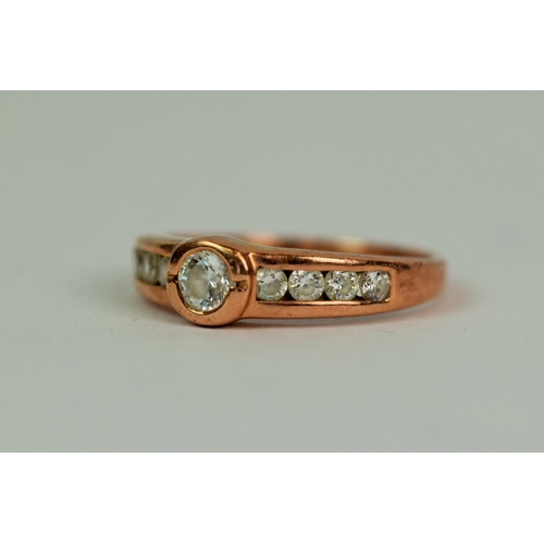 514a - 14ct Yellow gold ring set with Central CZ with CZ to shoulders. Finger size 'M'   2.6g