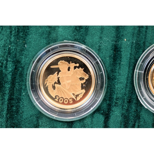 633 - Royal Mint 2005 UK Gold Proof Four Coin Sovereign Collection. COA, all original. See photos.