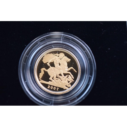 634 - Royal Mint 2007 UK Gold Proof Four Coin Sovereign Collection. COA, all original. Limited Edition. 65... 