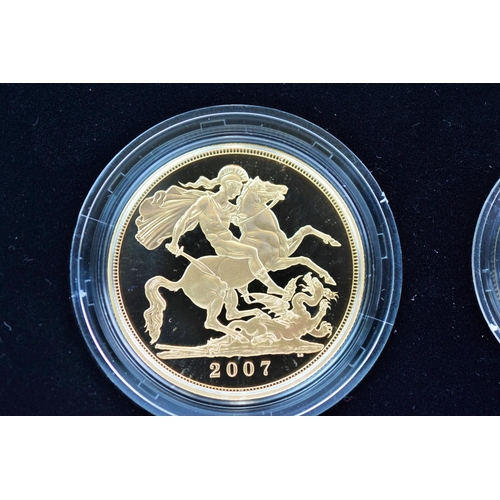 634 - Royal Mint 2007 UK Gold Proof Four Coin Sovereign Collection. COA, all original. Limited Edition. 65... 