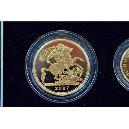 634 - Royal Mint 2007 UK Gold Proof Four Coin Sovereign Collection. COA, all original. Limited Edition. 65... 