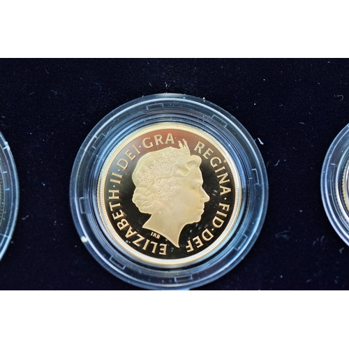 634 - Royal Mint 2007 UK Gold Proof Four Coin Sovereign Collection. COA, all original. Limited Edition. 65... 