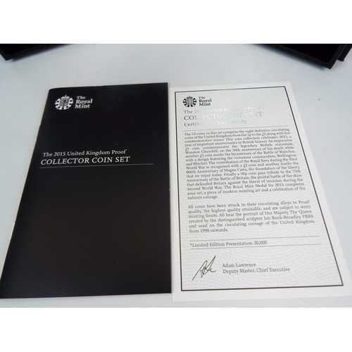 636a - Royal Mint 2015 UK Proof Collectors coin set. Boxed and unused condition. see photos.