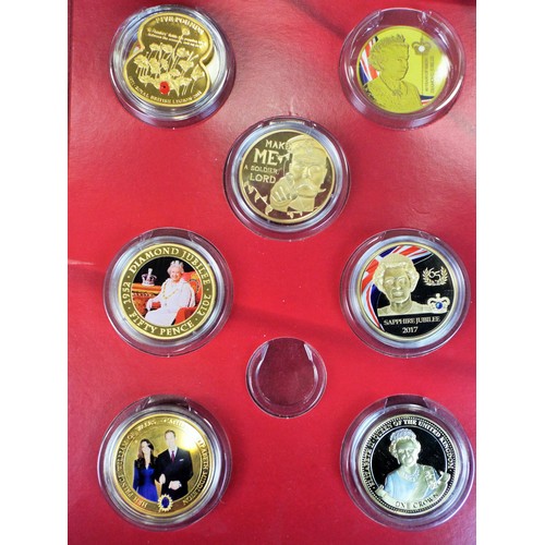 784 - Collection of 24ct gold plated copper commemorative coins. See photos