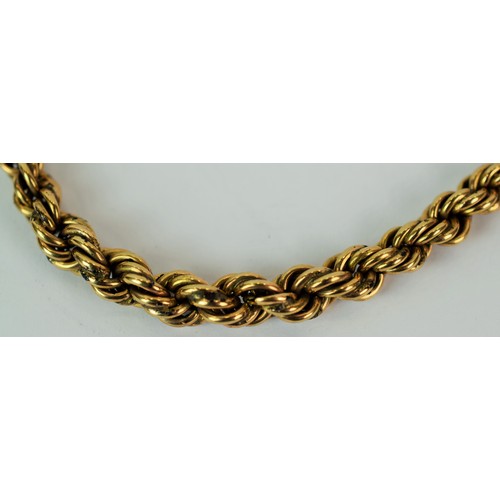 558a - 9ct Yellow gold 17 inch Graduated Twist rope chain.  Total weight 17.1g  PA309