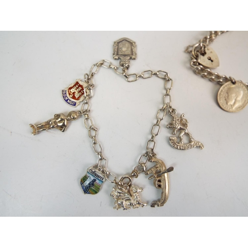 860 - Sterling silver charm bracelet and a sterling silver 3 pence bracelet.