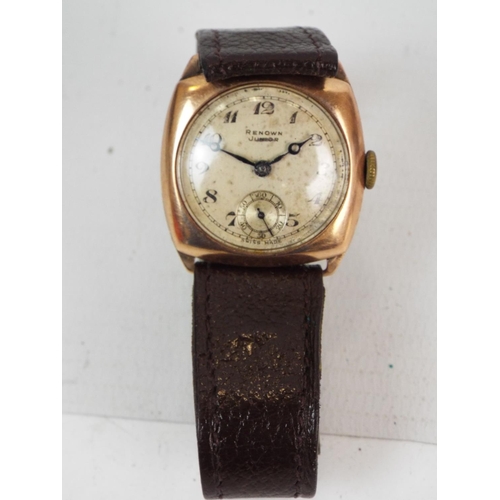 889 - Renown junior vintage swiss made watch with 9ct gold front and back. Non runner.