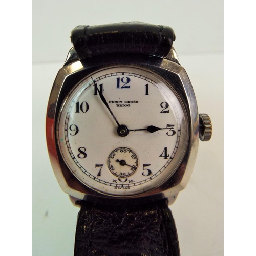 890 - Percy cross swiss made vintage watch, non runner.