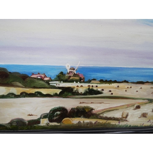 1089 - Nicely painted oil on board 'Sunset at west Runton' Joan Beech. Plus one other naïve painting in nic... 