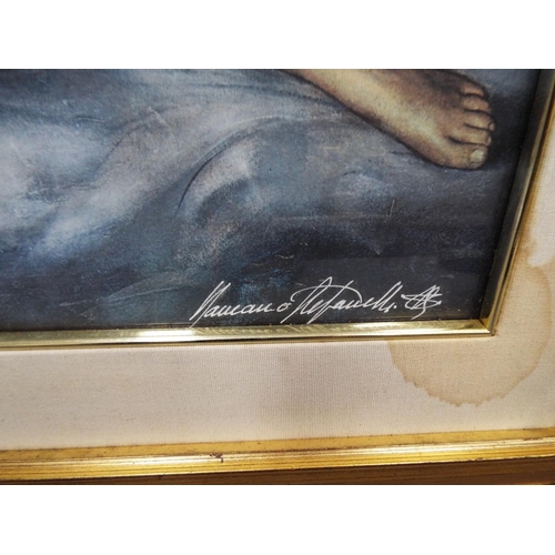 1090 - Framed and mounted print of a nude in gilt frame.  'midsummer Night Dream'  Romano Stefanelli. With ... 