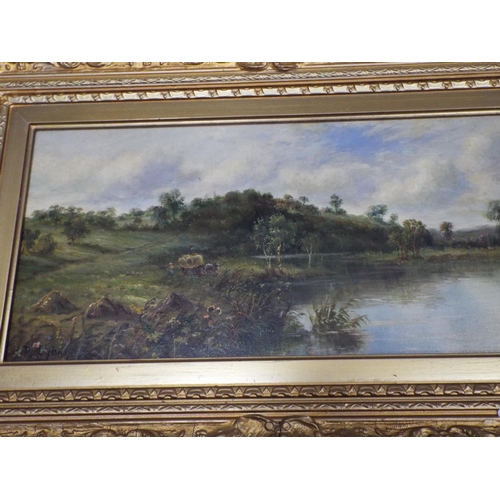 1091 - Pair of oil on canvasl in gilt frames with measure 22 x 14