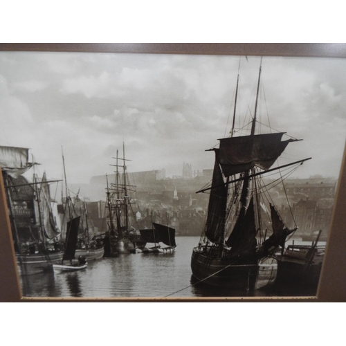 1096 - Framed underglass reproduction photos of Whitby by James Meadows Sutcliffe . See photos