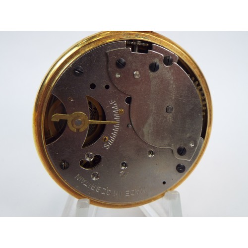 543a - Gold Tone Ingersoll Triumph pocket watch with crown wind, subsidiary dial, running order