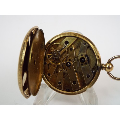 545a - 18ct Yellow gold cased pocket watch with Champleve face. Will need attention to run. very pretty wat... 