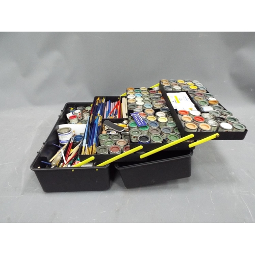 1193 - Concertina box full of artists paints, brushes etc.