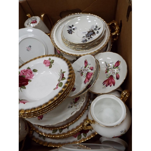 1262 - Large box containing a Royal imperial china dinnerset, Plates , tureens, cups etc