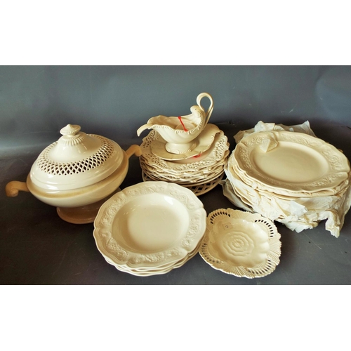 1422 - Large selection of Royal Creamware plates dishes etc