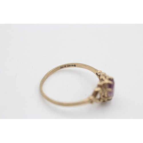 573a - 9ct gold amethyst solitaire ring (1.2g)      221760