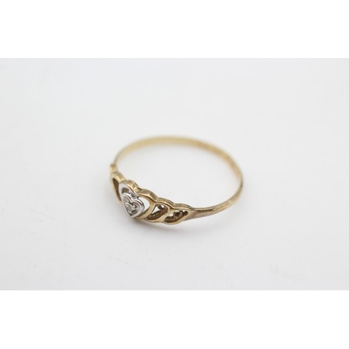 591a - 9ct gold heart openwork ring (0.8g)        481403