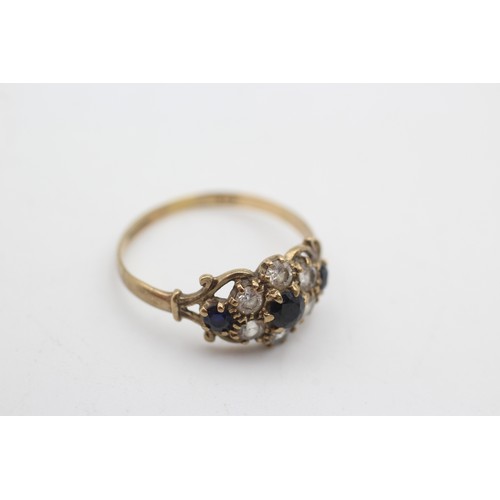 594a - 9ct gold sapphire & clear gemstone dress ring (1.9g)        982246