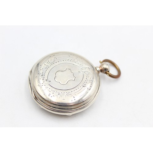 652a - WORKING     	Vintage Gents .800 SILVER Cased Open Face POCKET WATCH Key-Wind WORKING (67g)880743