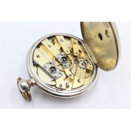 652a - WORKING     	Vintage Gents .800 SILVER Cased Open Face POCKET WATCH Key-Wind WORKING (67g)880743