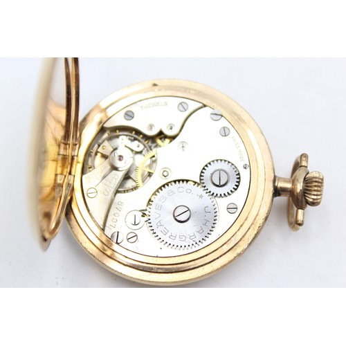 653a - WORKING     Vintage Gents Rolled Gold Full Hunter Cased POCKET WATCH Hand-Wind Working (86g)    8978... 