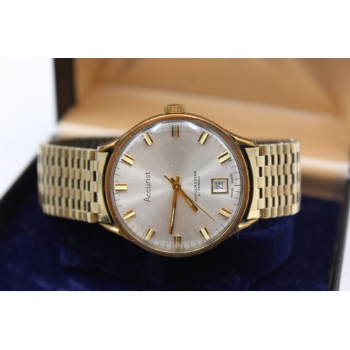 674a - WORKING     2 x Vintage Gents ROTARY / ACCURIST Gold Tone WRISTWATCHES Hand-Wind WORKING     379616