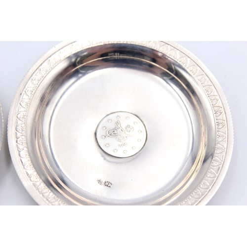 675a - 4 x Vintage .800 CONTINENTAL SILVER Pin / Trinket Dishes w/ Arabic Coins (62g)     101272