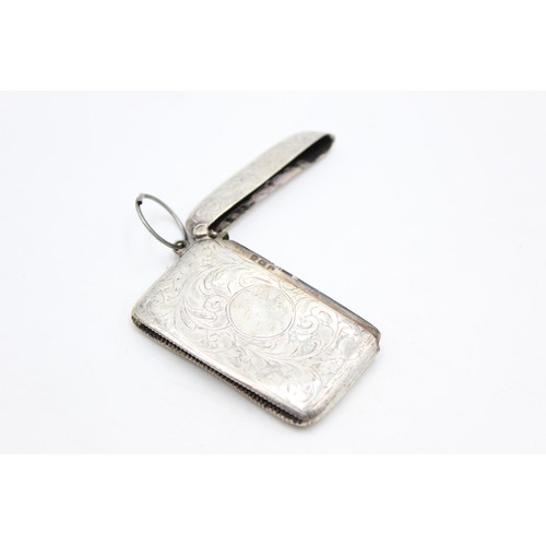 677a - Antique Hallmarked 1921 Birmingham STERLING SILVER Vesta / Match Case (32g)     986706